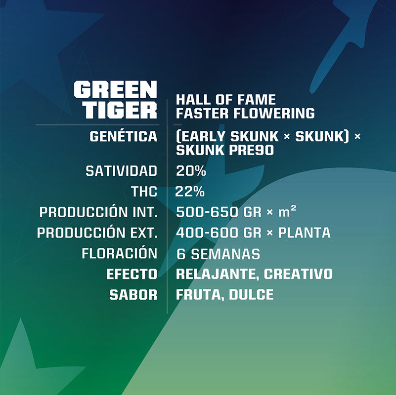 GENÉTICA: (EARLY SKUNK × SKUNK) × SKUNK PRE90 SATIVIDAD: 20% / THC: 22% EFECTO: RELAJANTE, CREATIVO SABOR: FRUTA, DULCE Esta variedad fue desarrollada en honor a “uno de los tipos más raperos del mundo”, el exponente de la cultura urbana Original Juan. Siguiendo sus gustos cruzaron clon élite de Early Skunk x Skunk PRE90, y lo unieron con una de las Faster flowering otorgándole toda la rapidez que desearon.
