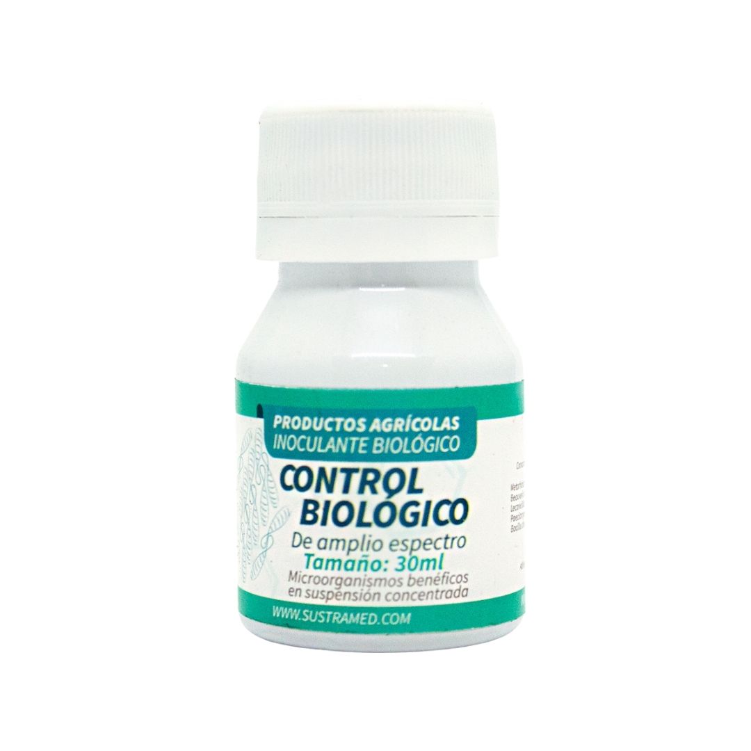 Acaricida e insecticida biólogico Ingredientes activos: Consorcio de microorganismos benéficos. Dosificación: Suspensión concentrada, agitese antes de usar, 1ml a 2ml por litro, aplicación edáfica y foliar. Producto órganico, para mayor duración se recomienda conservar a una temperatura no mayor a 12°C y consumir antes de 6 meses.