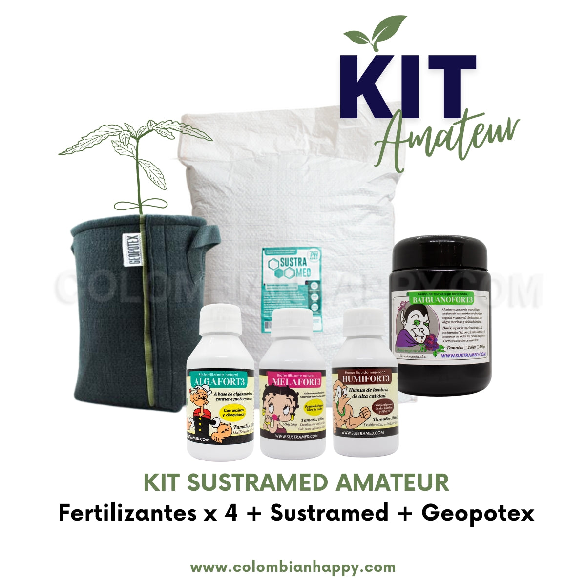 KIT SUSTRAMED AMATEUR - Fertilizantes x 4 + Sustramed + Geopotex