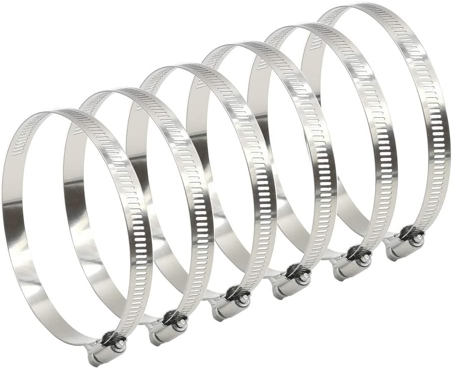 Perfectas para conectar ductos de aire con equipos de extracción y flujo de aire. Diámetro: 12" pulgadas (254mm-325mm) Resistentes, material de acero inoxidable de alta resistencia. El material de larga duración se puede reutilizar y reciclar. Abrazaderas ajustables con un mecanismo de tornillo sin fin para aplicar con precisión la presión de sellado, puede ajustar el tamaño de acuerdo con el diámetro de la tubería, muy flexible y dúctil, instálelos y retírelos en cualquier momento.