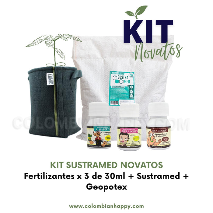 KIT SUSTRAMED NOVATOS – Fertilizantes x 3 de 30ml + BatguanoFort3 + Sustramed + Geopotex