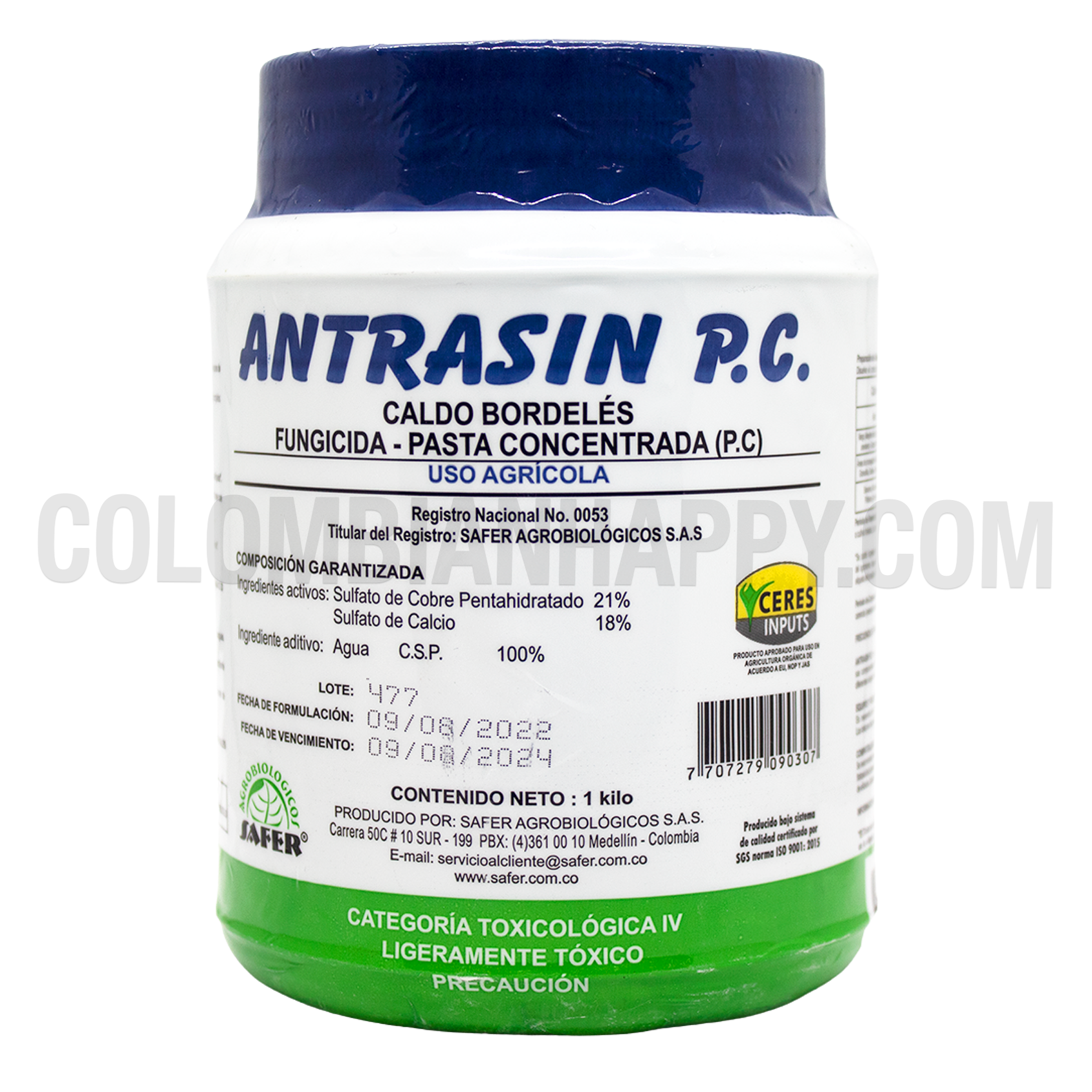 ANTRASIN P.C es un fungicida de aplicación foliar, con acción preventiva y curativa, ideal para el control de Roya, Antracnosis, Sigatoka Negra, Damping off y Helminthosporium.