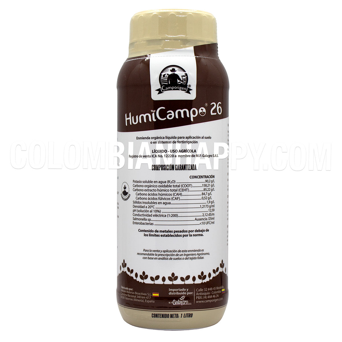 Humicampo 26 es el producto más completo para aumentar la solubilidad y movilidad de los minerales en el suelo.  Contribuye al manejo sostenible del suelo.